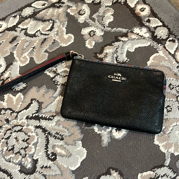 Coach Black Textured Wristlet - Picture 1 of 4